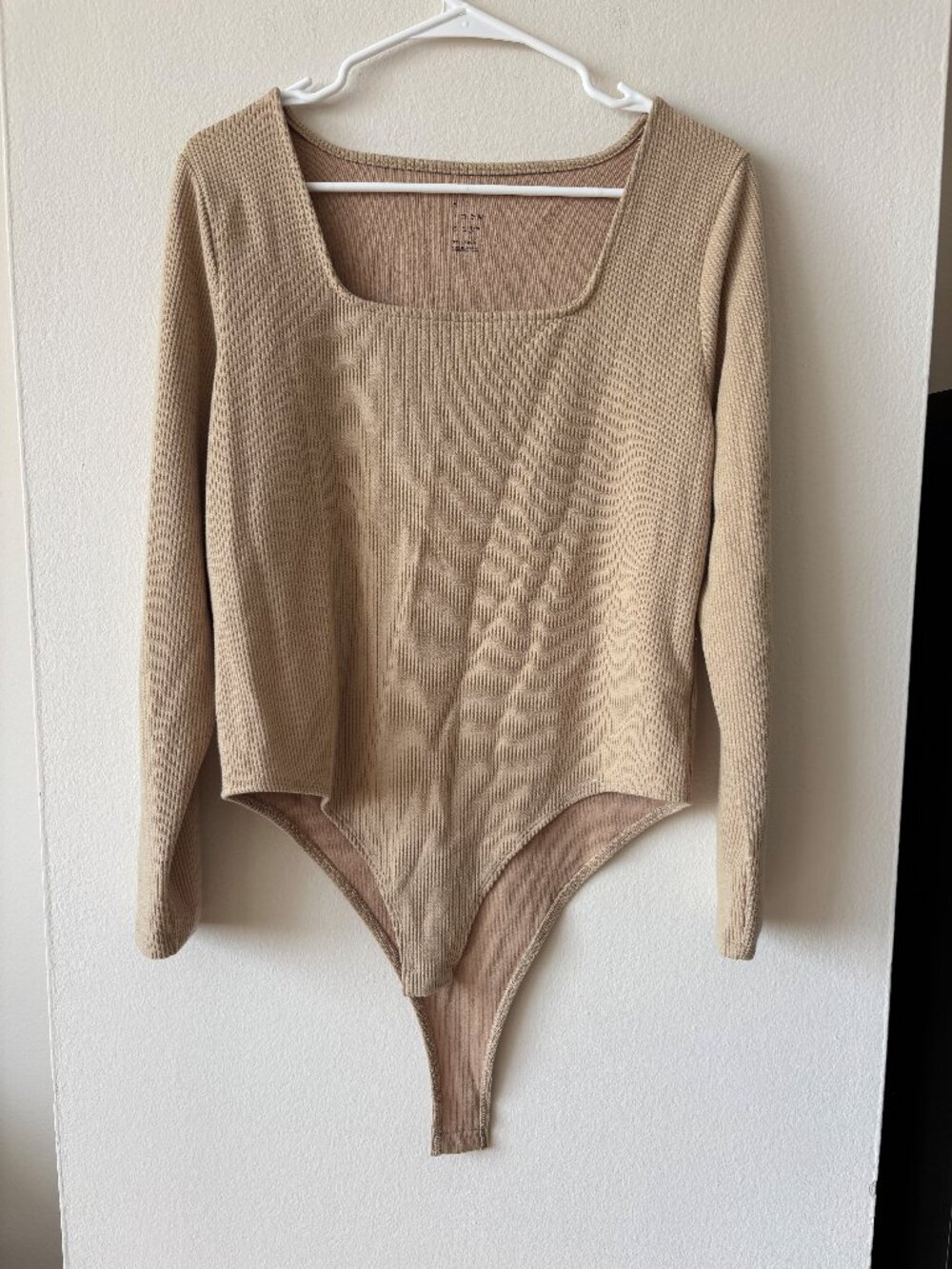 A New Day Tan Square Neck Long Sleeve Bodysuit - Size XXL